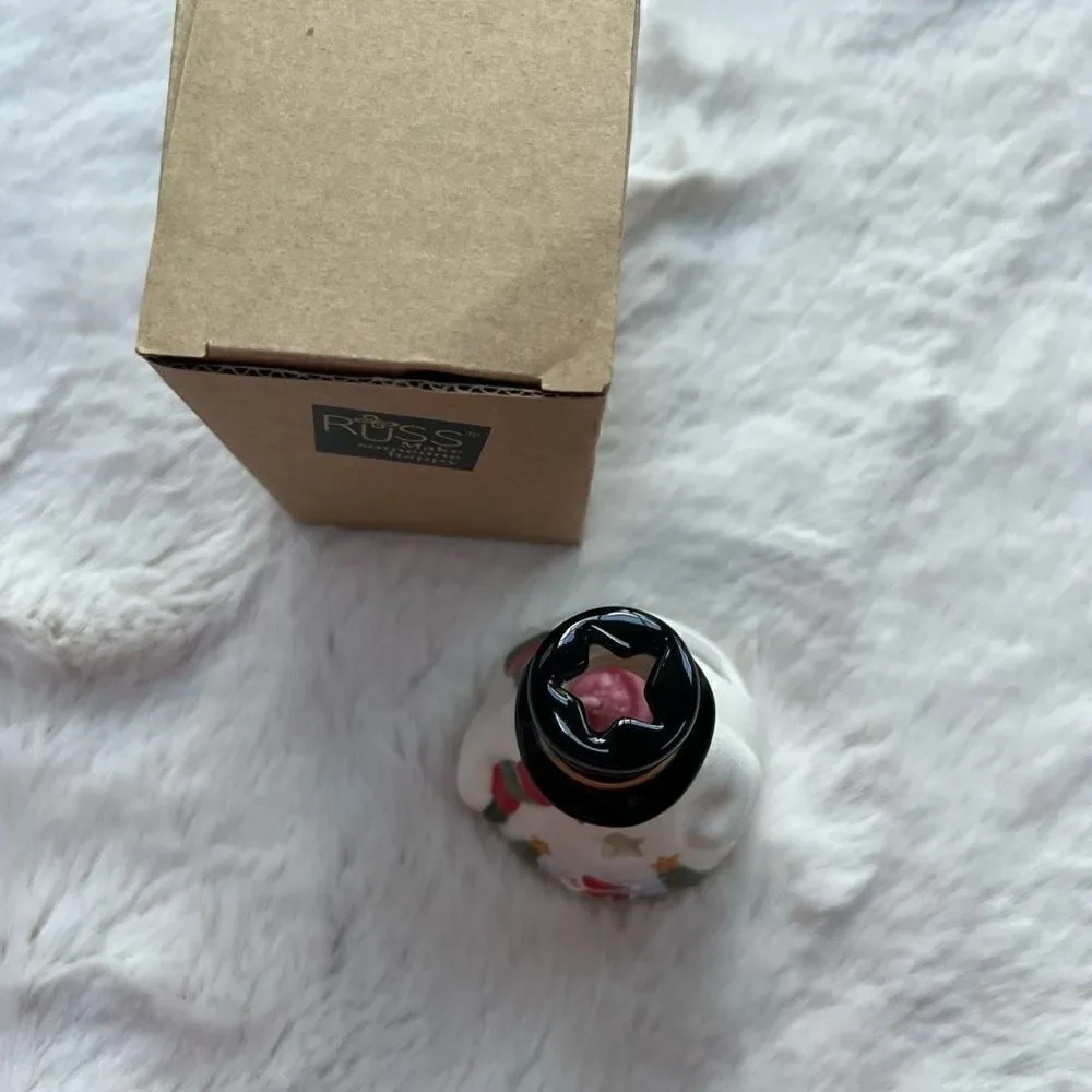 NIB Russ Christmas Holiday Tea Light Holder Snowman Votive Candle Ceramic NEW